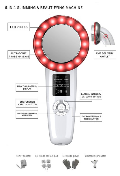 6-in-1 Ultrasonic Slimming & Beautifying RF Device - Body Sculpting & Skin Rejuvenation(white) - Image 4