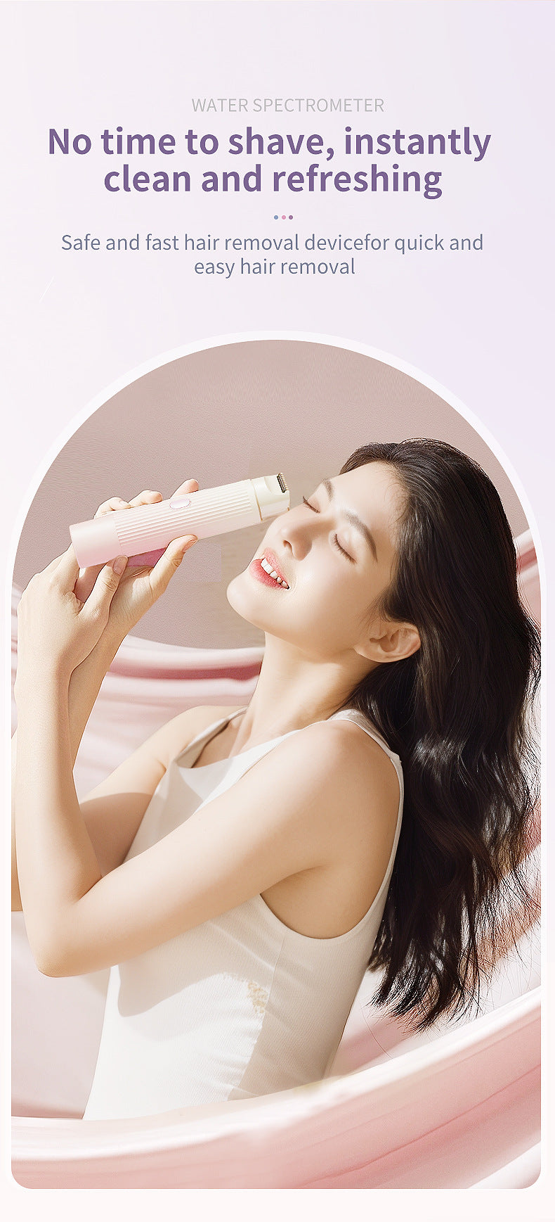 2-in-1 Electric Lady Shaver & Trimmer - Gentle Full Body Hair Removal, Portable & USB Rechargeable(Gradient pink) - Image 4
