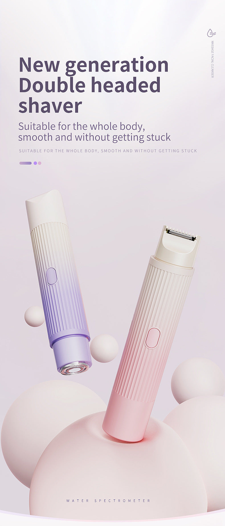 2-in-1 Electric Lady Shaver & Trimmer - Gentle Full Body Hair Removal, Portable & USB Rechargeable(Gradient Purple) - Image 5