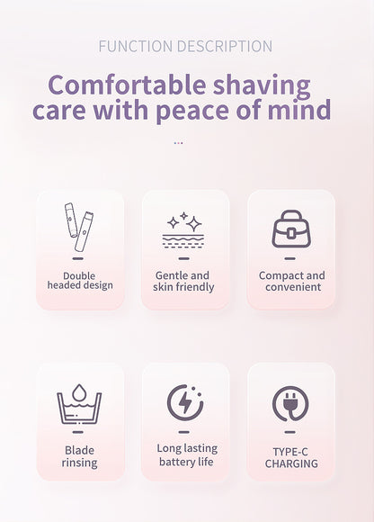 2-in-1 Electric Lady Shaver & Trimmer - Gentle Full Body Hair Removal, Portable & USB Rechargeable(Gradient Purple) - Image 6