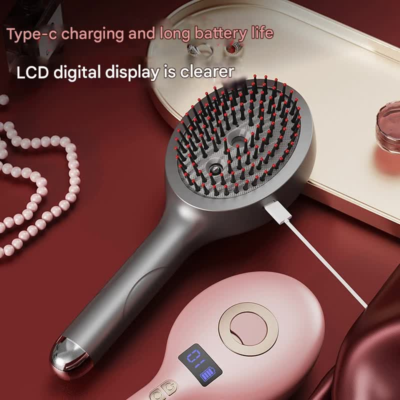 4-in-1 SPA Scalp Care Massage Comb - Red Light Therapy, Nano Steam & Vibration, USB-C Rechargeable(grey) - Image 2