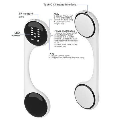 Under-Pillow Bone Conduction Sleep Speaker - Bluetooth 5.4, White Noise, TF Card, LED Display & Timer(blue) - Image 5