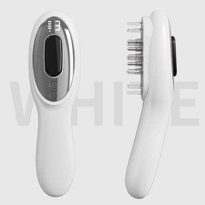 Electric Scalp Massager Comb with Red & Blue Light Therapy - 5 Vibration Modes & Liquid Dispenser(White)