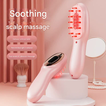 Electric Scalp Massager Comb with Red & Blue Light Therapy - 5 Vibration Modes & Liquid Dispenser(White) - Image 2
