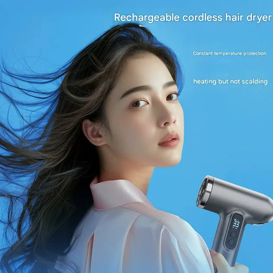 Cordless Rechargeable Hair Dryer - 120,000 RPM High-Speed Motor, 15600mAh Battery, Hot & Cold Air(grey) - Image 4