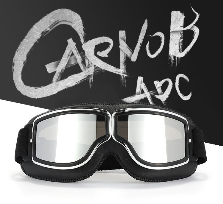 Retro Motorcycle Goggles - Windproof, UV400 Protection, Anti-Impact PC Lenses with Leather Frame(Black leather yellow lens) - Image 2