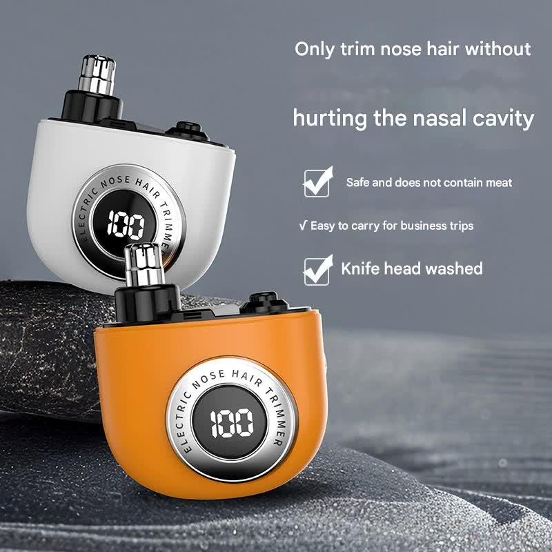 Mini Electric Nose Hair Trimmer - USB-C Rechargeable, LED Display, Washable Head, Painless Grooming(white) - Image 4
