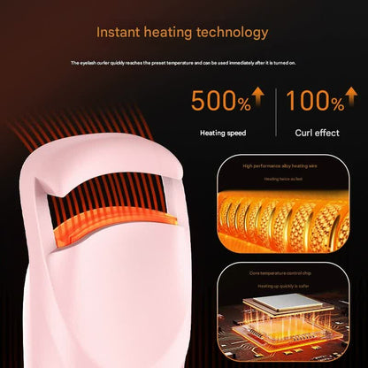 Electric Heated Eyelash Curler - USB-C Rechargeable, Fast Heating, Long-Lasting Curl(Apricot) - Image 3