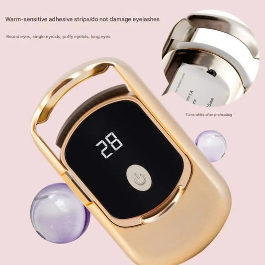 2pc Rechargeable Electric Heated Eyelash Curler - 55C Constant Temperature, LED Display, Gentle Curling(pink) - Image 4