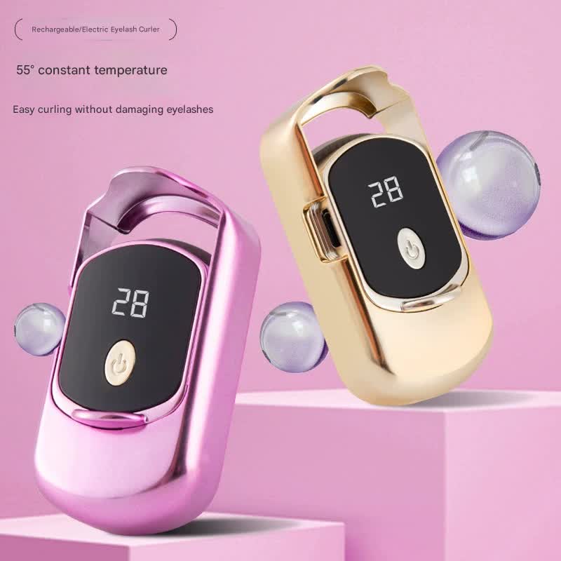 2pc Rechargeable Electric Heated Eyelash Curler - 55C Constant Temperature, LED Display, Gentle Curling(Beige) - Image 2