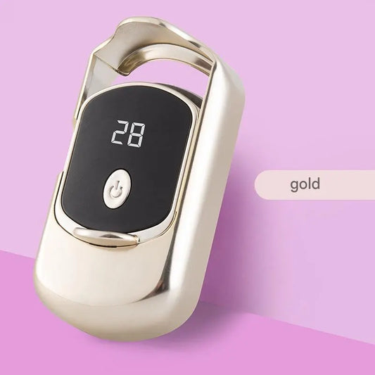 2pc Rechargeable Electric Heated Eyelash Curler - 55C Constant Temperature, LED Display, Gentle Curling(Gold)