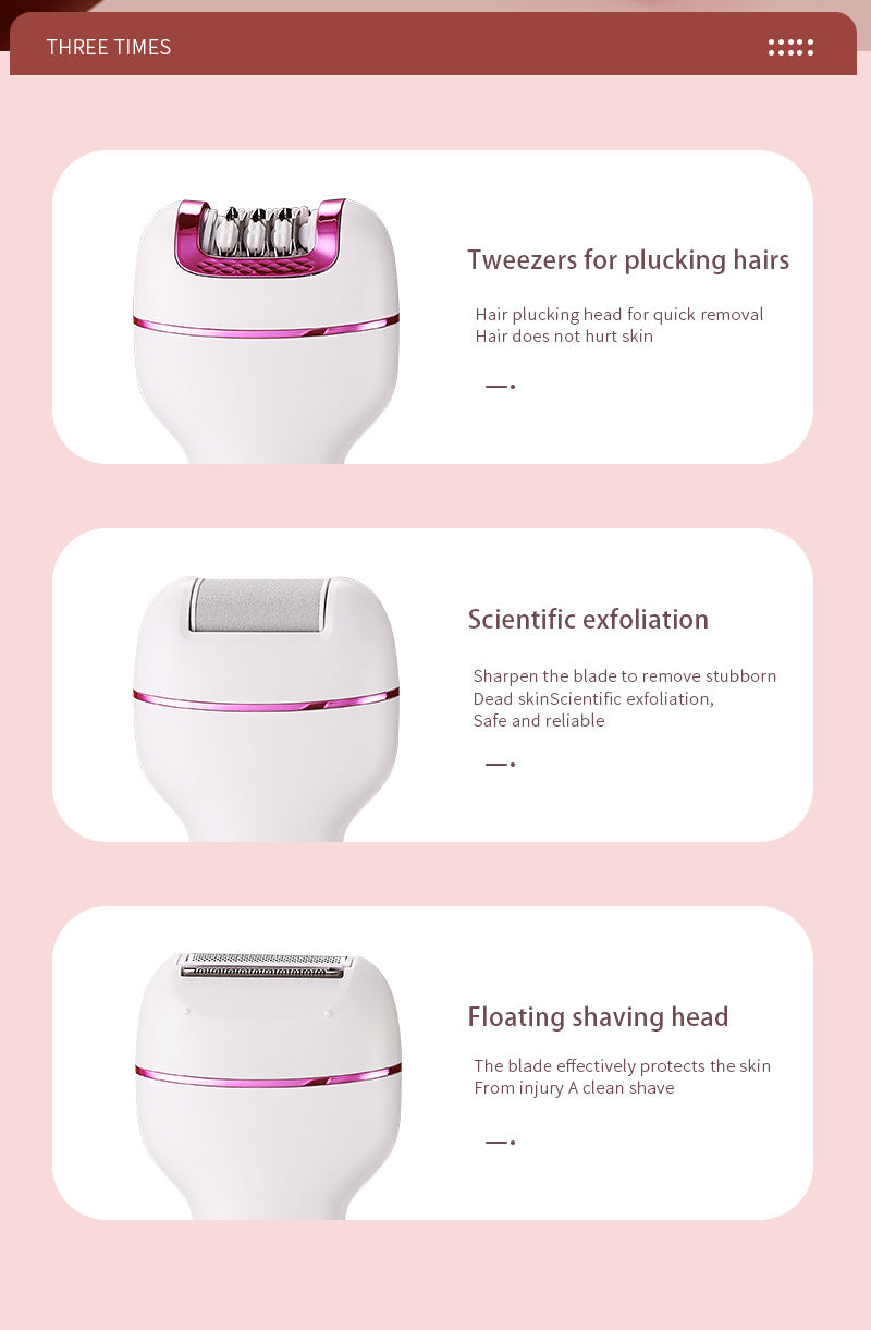 3-in-1 Ladies Electric Epilator, Shaver & Callus Remover with LED Display - Rechargeable & Waterproof(Light Green) - Image 5