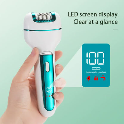 3-in-1 Ladies Electric Epilator, Shaver & Callus Remover with LED Display - Rechargeable & Waterproof(Pink) - Image 3