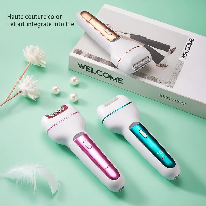 3-in-1 Ladies Electric Epilator, Shaver & Callus Remover with LED Display - Rechargeable & Waterproof(Gold) - Image 4