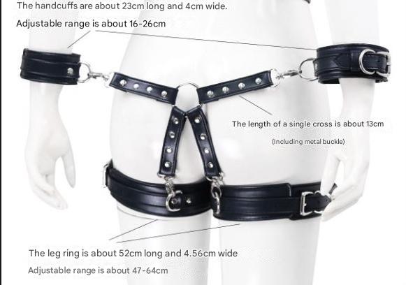 Adjustable PU Leather X-Harness Restraint Set with Cuffs - Playful Bondage Accessory(Red) - Image 2