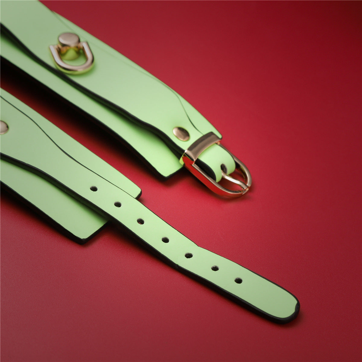 Adjustable PU Leather Bondage Cuff - Wrist/Ankle Restraint, Sold Individually(Luminous pink-anklet) - Image 4