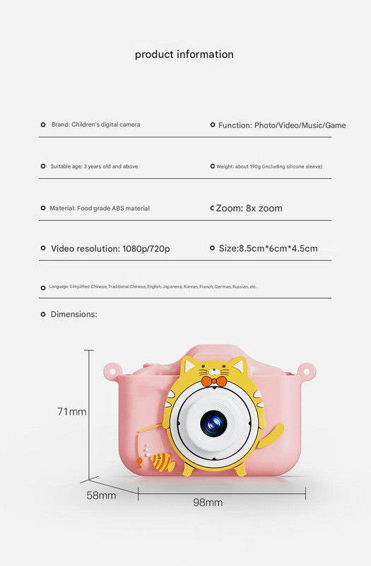 Digital Camera with Cute Cat Silicone Case - Dual Lens, 96MP, HD Screen & Music Playback(blue) - Image 5