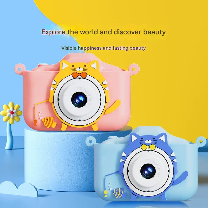 Digital Camera with Cute Cat Silicone Case - Dual Lens, 96MP, HD Screen & Music Playback(yellow) - Image 3