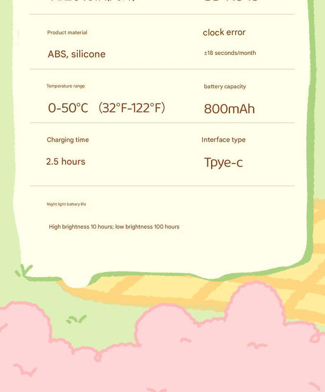 Cute Animal Digital Alarm Clock with Night Light, Temperature & Countdown Timer(Gray koala) - Image 6