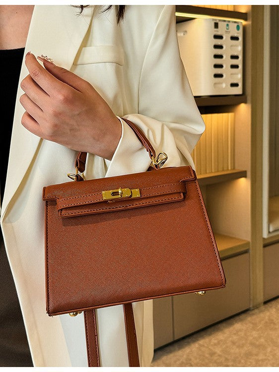 Elegant PU Leather Top Handle Satchel Bag - Versatile Crossbody & Shoulder Bag(brown) - Image 3