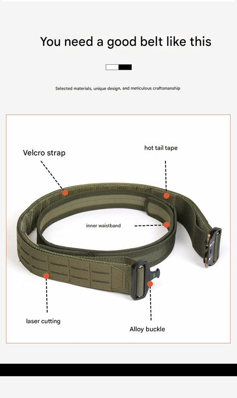 Dual Layer Quick Release Tactical Belt - Attachment System, Alloy Cobra Buckle, Adjustable Nylon(Camouflage) - Image 3