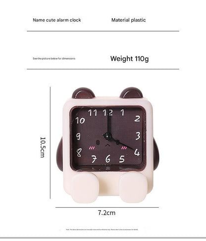 Adorable Cartoon Animal Alarm Clock - Silent Quartz Movement, Loud Alarm, Battery Operated(White Brown) - Image 3