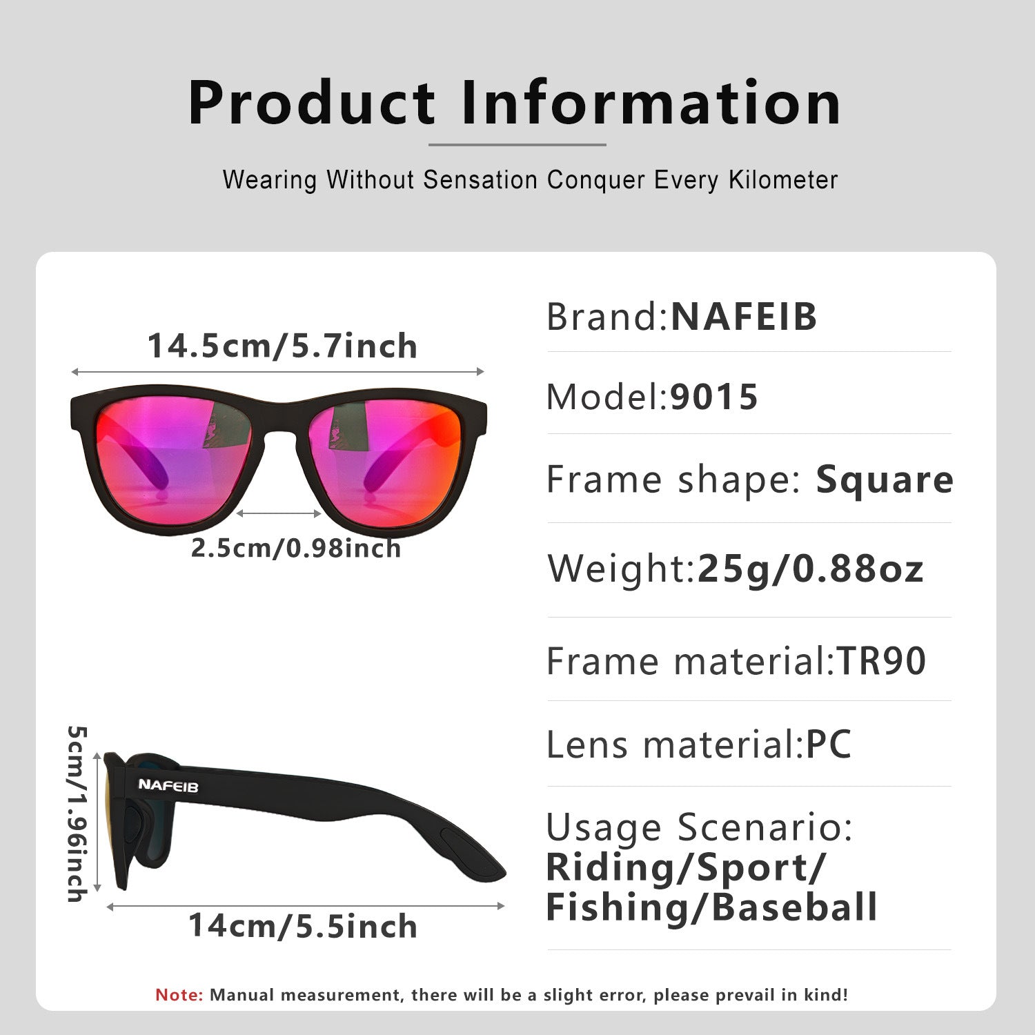 NAFEIB Polarized Sports Sunglasses - Lightweight TR90 Frame, UV400 Protection for Riding & Outdoor Activities(Transparent gray) - Image 4