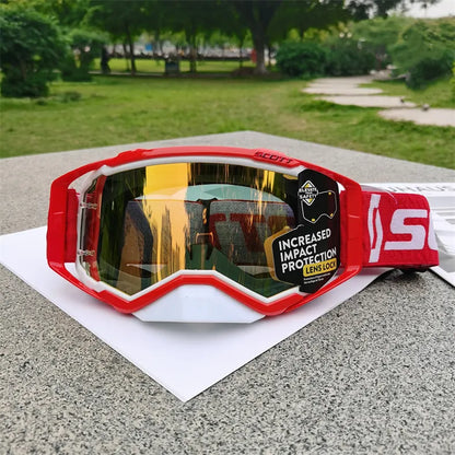 Performance Motocross & Off-Road Goggles - Increased Impact Protection with Lens Lock System(Red frame red film)