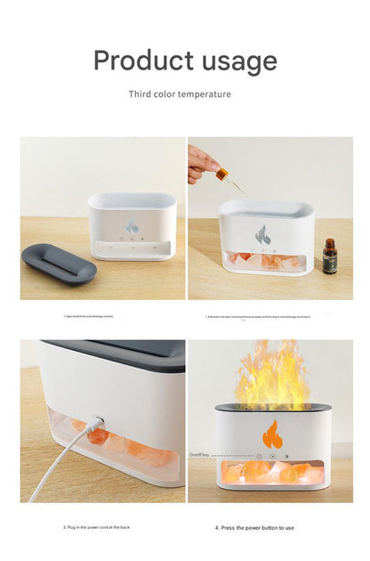 Himalayan Salt Stone Flame Aroma Diffuser & Humidifier - 7 Light Options, Ultrasonic, Auto Shut-Off(white) - Image 3