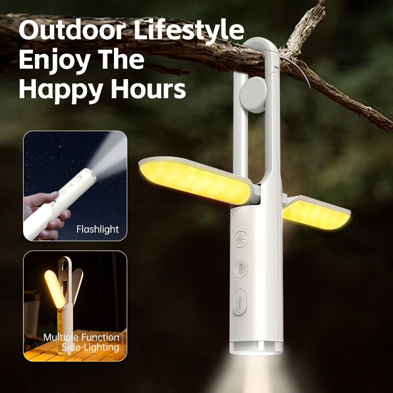 Multi-Function Folding LED Camping Lantern & Flashlight - USB Rechargeable, 3 Light Modes + SOS(grey) - Image 2