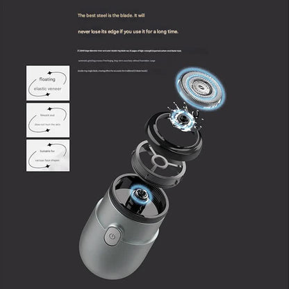 Mini Electric Rotary Shaver - IPX7 Waterproof, 2 Speed Modes, 90-Day Battery Life, USB Rechargeable(Blue) - Image 2