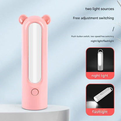 2-in-1 Portable LED Camping Lantern & Flashlight - USB Rechargeable, Dual Light Modes(Bear model pink) - Image 4