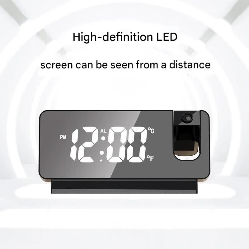 LED Digital Projection Alarm Clock - Temperature, Date, Snooze & 180 Adjustable Projector(White shell color screen) - Image 3