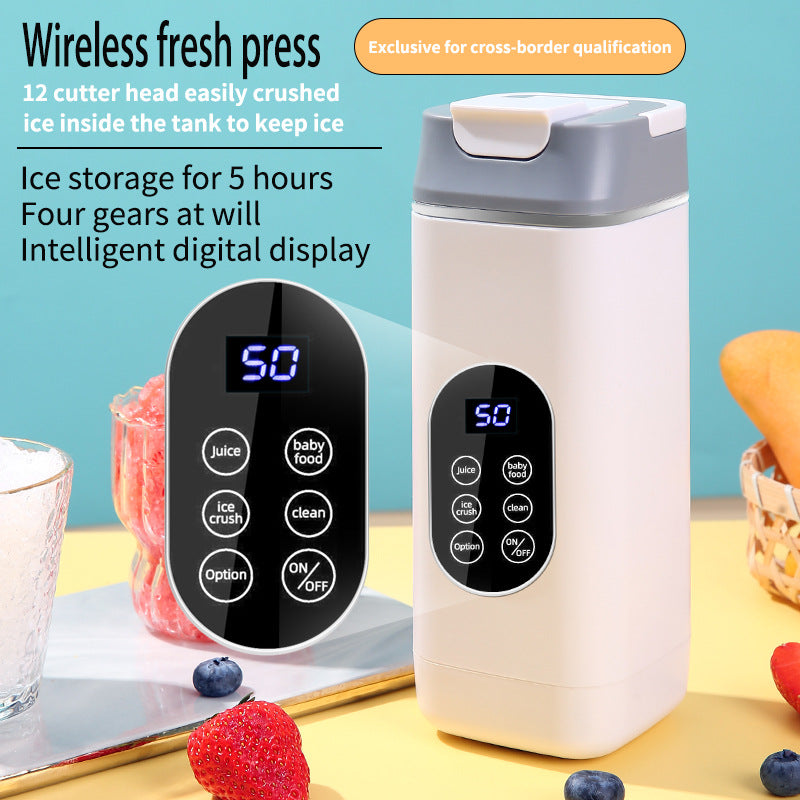 Wireless Portable Juicer Blender - 420ml, 12 Blades, 5-Hour Ice Storage, Digital Display & USB-C Charging(black) - Image 3