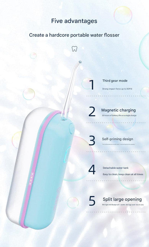 Mini Portable Oral Irrigator - IPX68 Waterproof, UV Sterilization, 3 Modes, Magnetic Charging(Pink) - Image 4