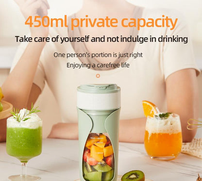 Portable Wireless Juicing Cup - 450ml, 6-Blade Ice Crusher, USB-C Fast Charging Smoothie Blender(green) - Image 4