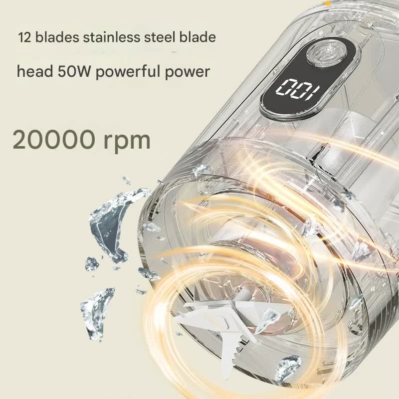 Portable Wireless Juicer Cup - 600ml, 12-Blade, USB-C Rechargeable Smoothie Blender(white) - Image 3