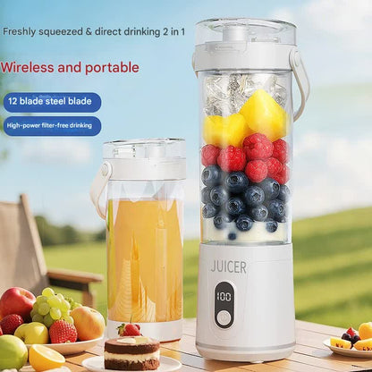 Portable Wireless Juicer Cup - 600ml, 12-Blade, USB-C Rechargeable Smoothie Blender(grey) - Image 2