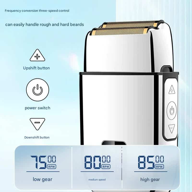 Professional Electric Foil Shaver for Men - 3 Speed Modes, LED Display, USB Rechargeable, Waterproof(gold) - Image 2