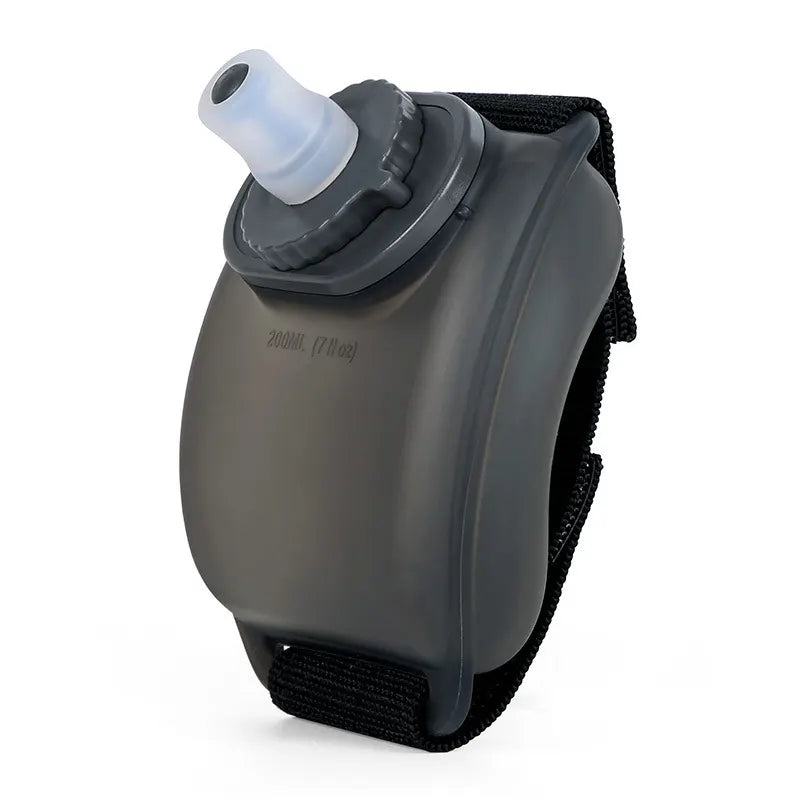 Wearable Sports Wrist Water Bottle - 200ml BPA-Free Silicone Flask with Adjustable Strap & Bite Valve(Black)
