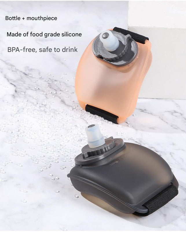 Wearable Sports Wrist Water Bottle - 200ml BPA-Free Silicone Flask with Adjustable Strap & Bite Valve(Orange) - Image 5