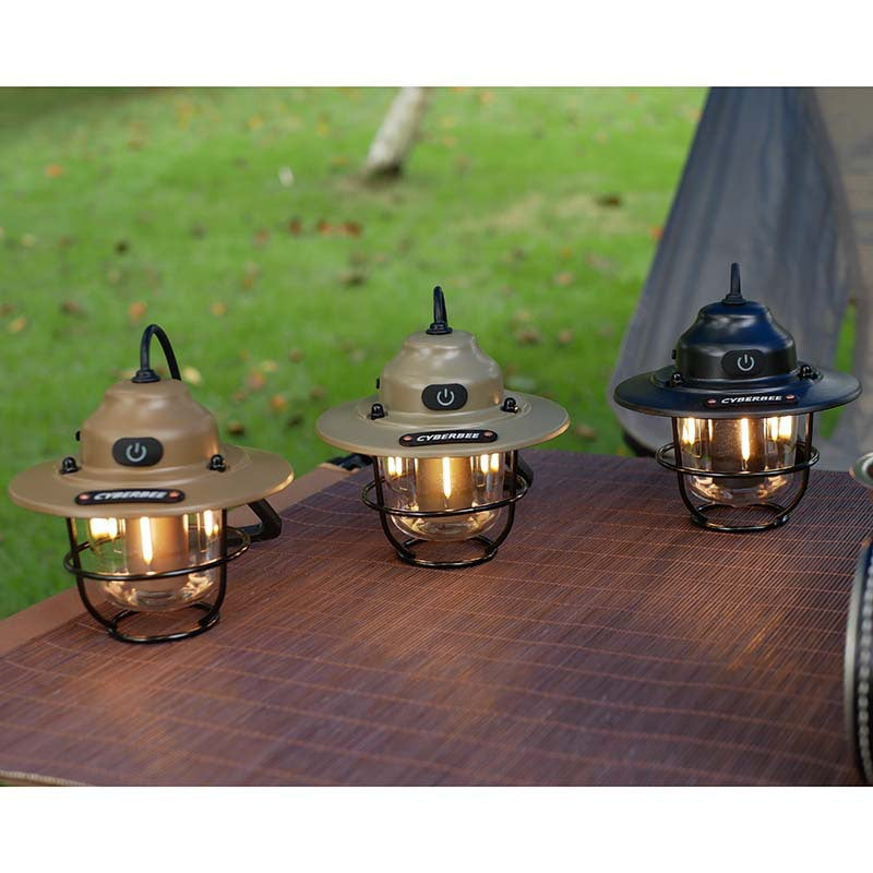 Retro LED Camping Lantern with Multiple Light Modes - USB Rechargeable, Hanging Design(black) - Image 2
