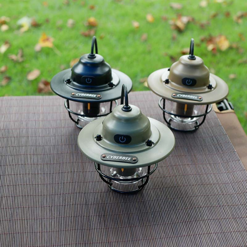 Retro LED Camping Lantern with Multiple Light Modes - USB Rechargeable, Hanging Design(black) - Image 3