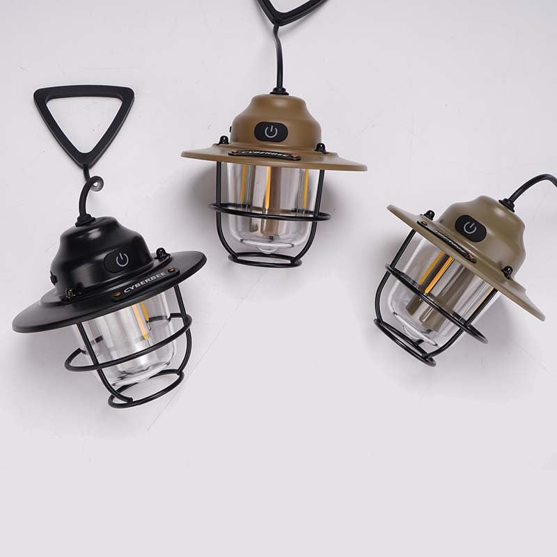 Retro LED Camping Lantern with Multiple Light Modes - USB Rechargeable, Hanging Design(black) - Image 4