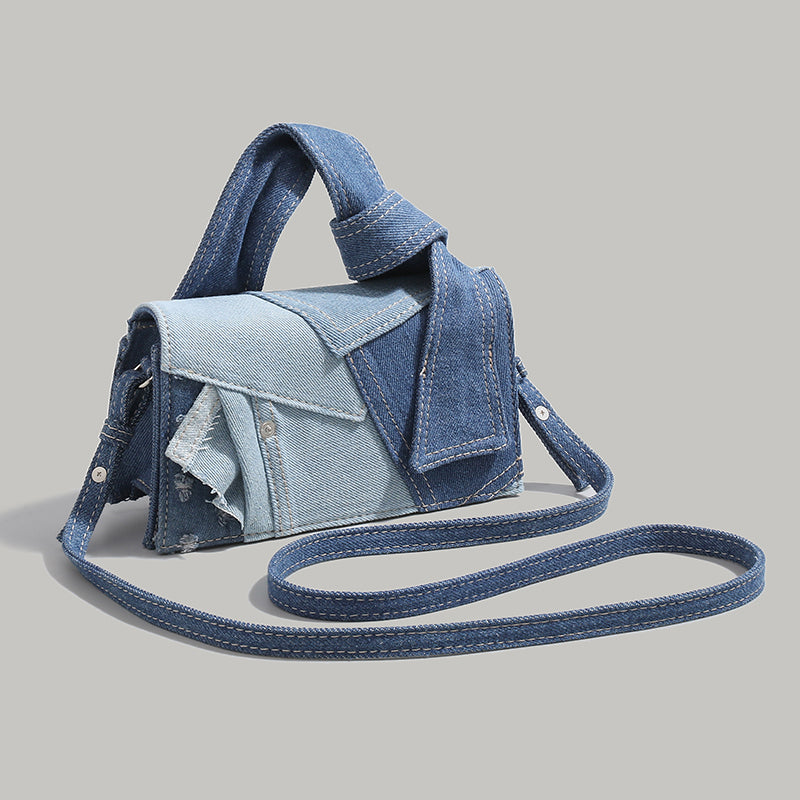 Chic Patchwork Denim Handbag - Versatile Crossbody, Shoulder & Top-Handle Bag(black) - Image 3