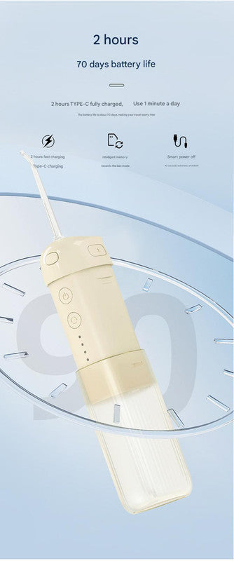 Portable Water Flosser - 70-Day Battery, 4 Modes, 5 Nozzles, IPX7 Waterproof, 200ml Telescopic Tank(white) - Image 5