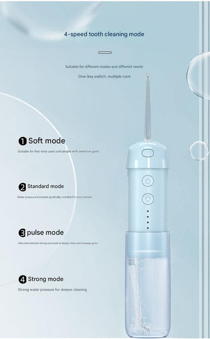 Portable Water Flosser - 70-Day Battery, 4 Modes, 5 Nozzles, IPX7 Waterproof, 200ml Telescopic Tank(Pink) - Image 4