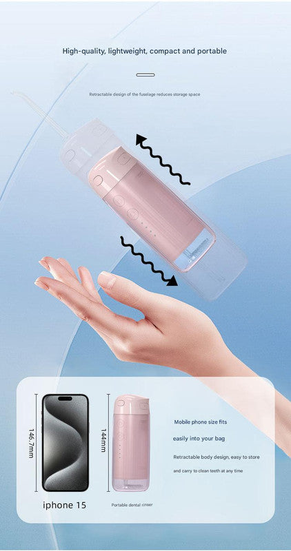 Portable Water Flosser - 70-Day Battery, 4 Modes, 5 Nozzles, IPX7 Waterproof, 200ml Telescopic Tank(Green) - Image 2