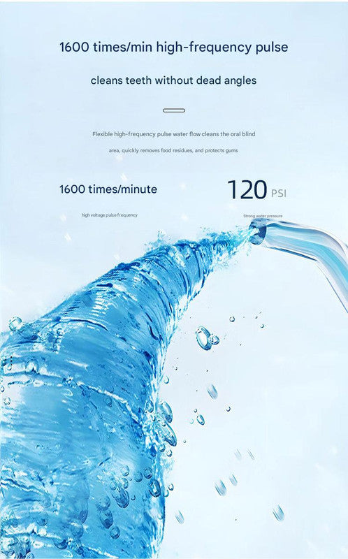 Portable Water Flosser - 70-Day Battery, 4 Modes, 5 Nozzles, IPX7 Waterproof, 200ml Telescopic Tank(Green) - Image 3