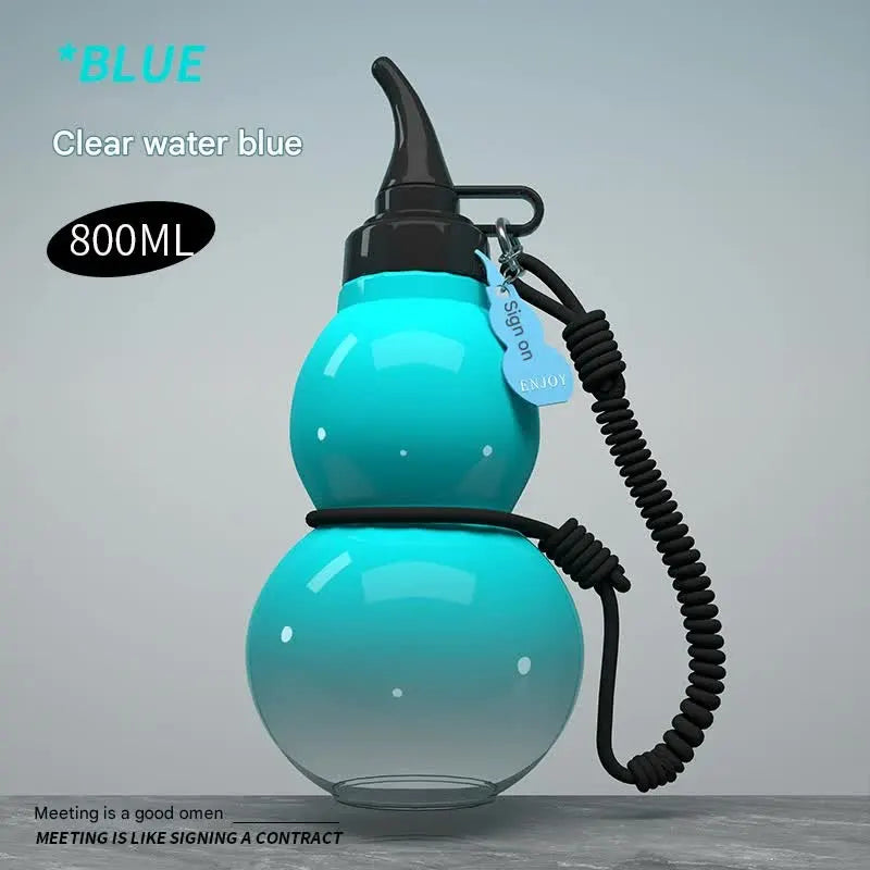 Unique Gourd-Shaped Sports Water Bottle - 800ml Tritan Material, Leakproof with Carry Strap(blue)